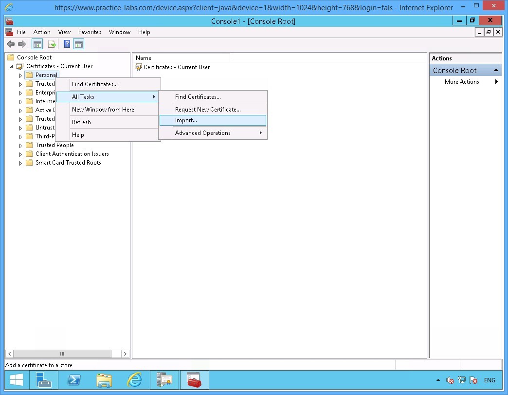 Practice Labs screenshot.